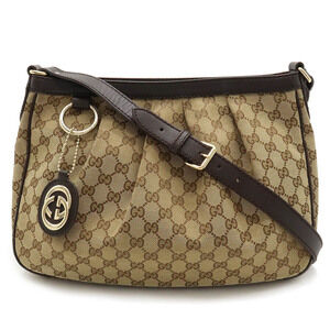 Gucci Sukey GG Shoulder Bag Khaki Green beige brown gold charm
